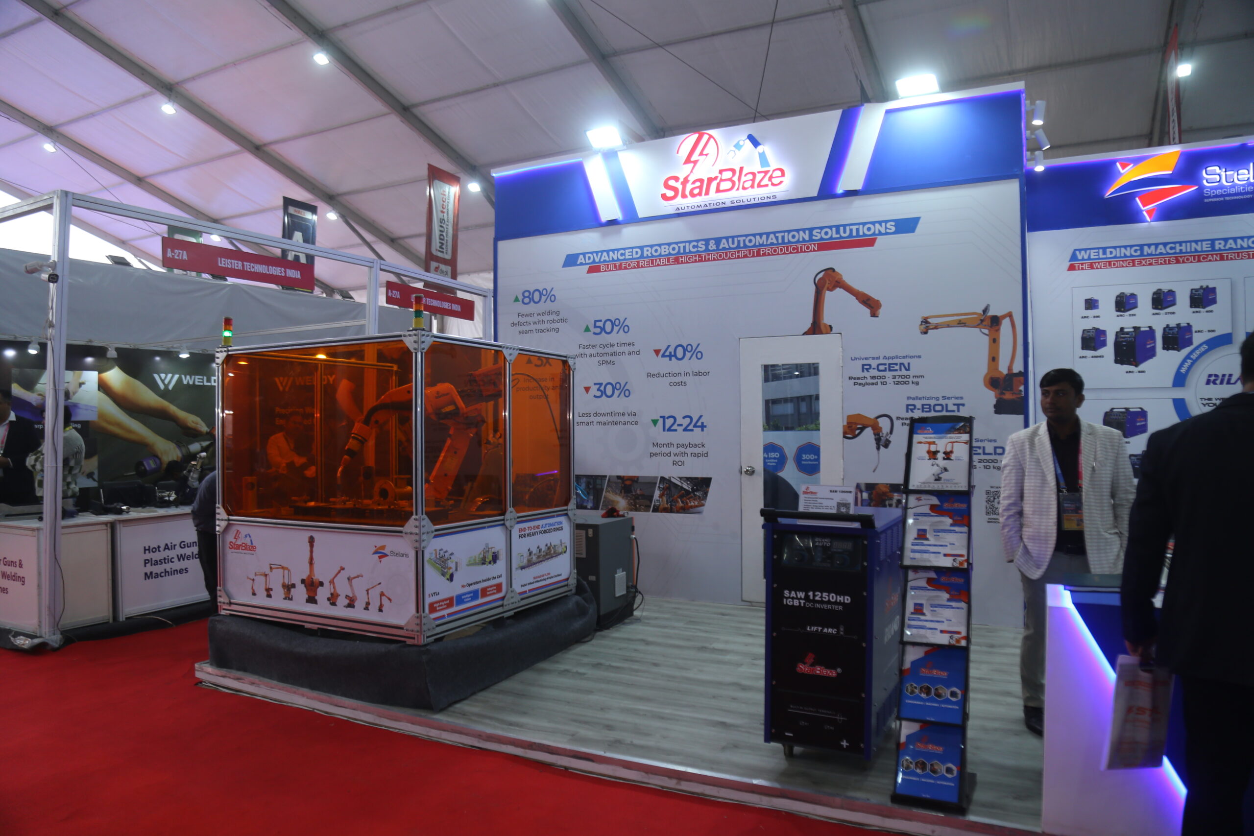 StarBlaze robotics and automation stall with machines on display
